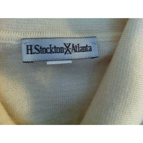 NWOT H.STOCKTON MENS NEW BEIGE 100% MERINO WOOL POLO SWEATER SIZE: L - Picture 3 of 3